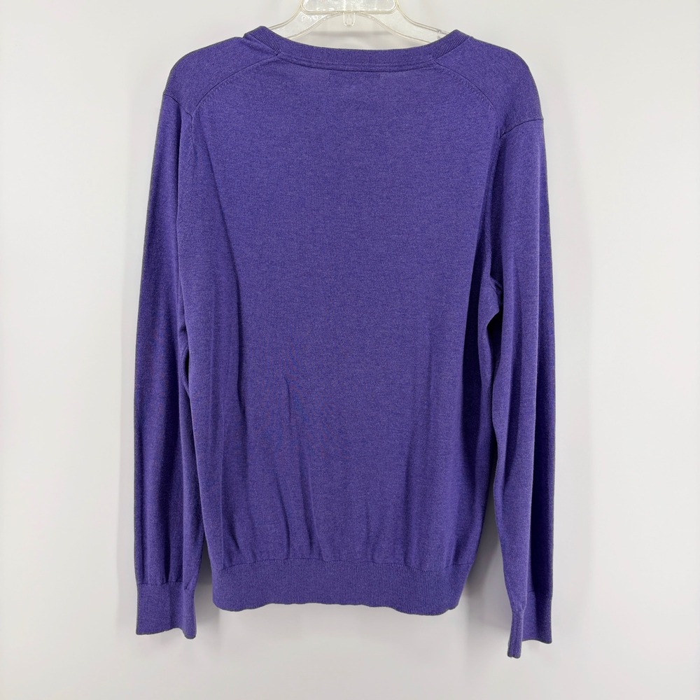Banana Republic Sweater Mens M Purple Silk Cashmere Cotton Luxury Blend V-Neck - Picture 4 of 6